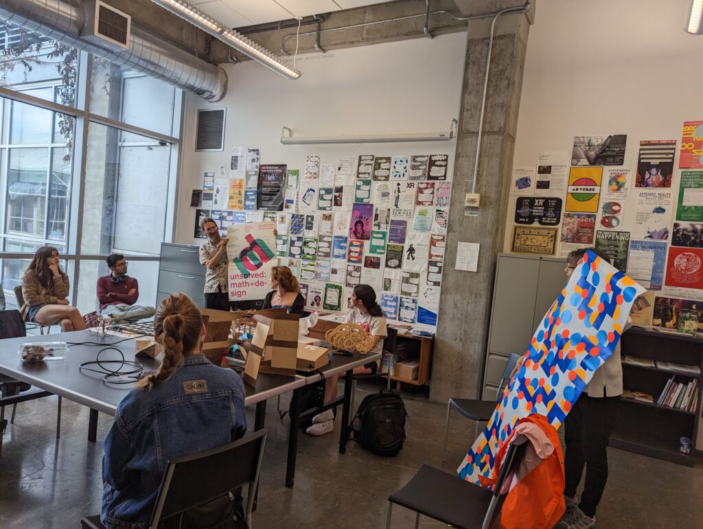 Professor Dave Gay and Associate Professor Moon Jang lead a math and design interest session at the UGA Arts Collaborative, February 2023.