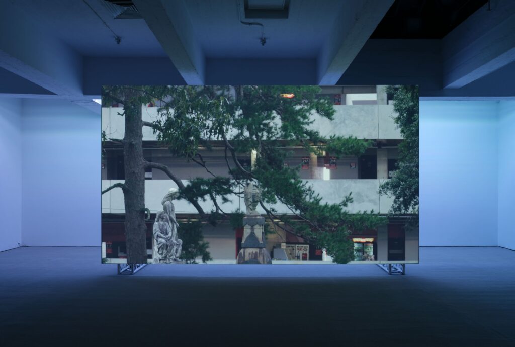 Paul Pfeiffer: Red Green Blue, installation view. Single-channel video with surround sound, 31 minutes 23 seconds. Courtesy Paula Cooper Gallery. 