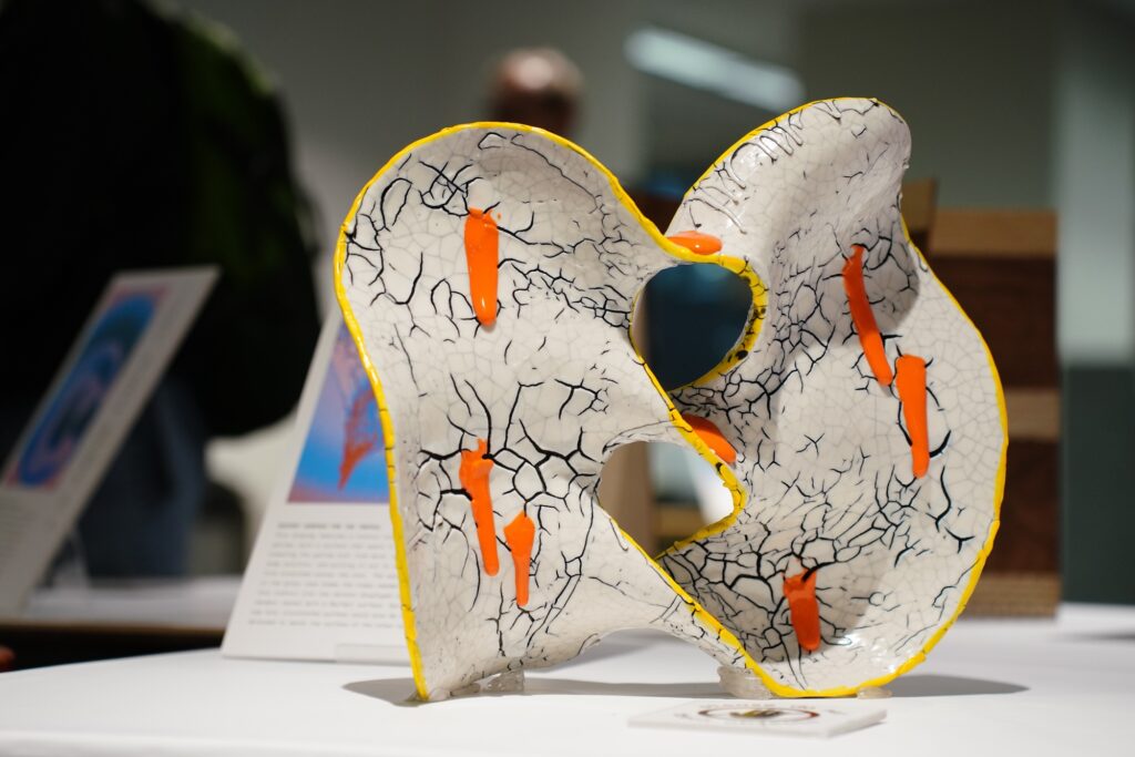 Seifert Surface ceramic artwork by UGA MFA alum Huey Lee on view in Spacing Out at the UGA McBay Science Library.