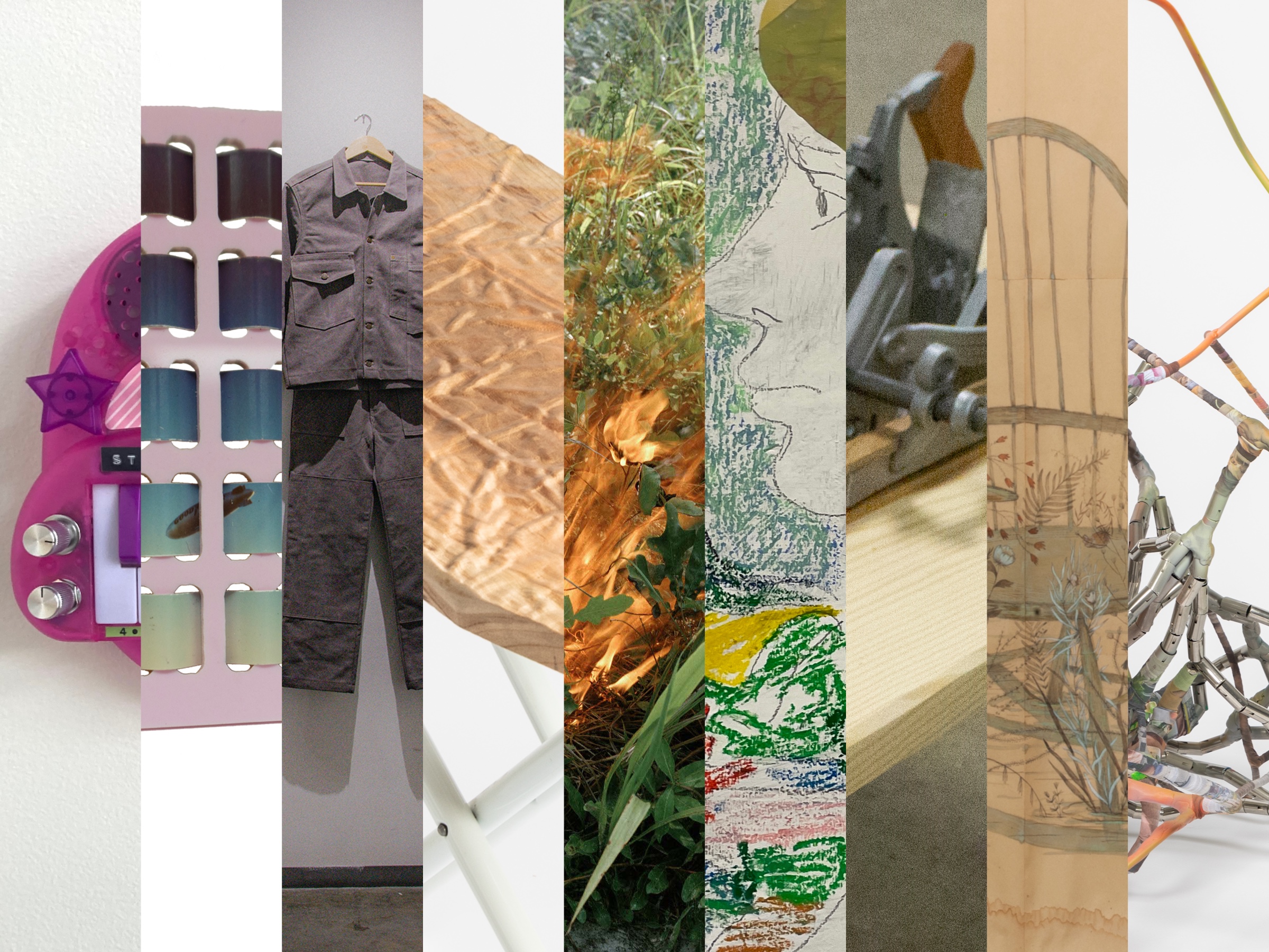 Collage of artworks by artists participating in Unlisted.