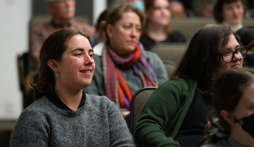 Guests listen intently on Nov. 10 to the fall 2022 Shouky Shaheen Lecture, “Why We Need Ruskin Now,” by Yale University Professor of Art History Tim Barringer. The Shouky Shaheen Lecture is given annually at the Lamar Dodd School of Art by an internationally recognized artist or scholar and was one of many lectures on the literary, visual and performing arts presented during Spotlight.